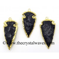 Blue Gold Stone 1.50" - 2" Gold Electroplated Arrowhead Pendants